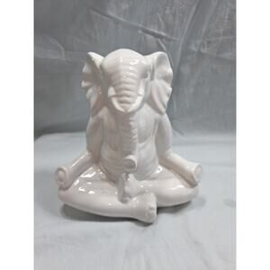 Hindu Ganesha Elephant Porcelain Figurine Statue Meditation Yoga